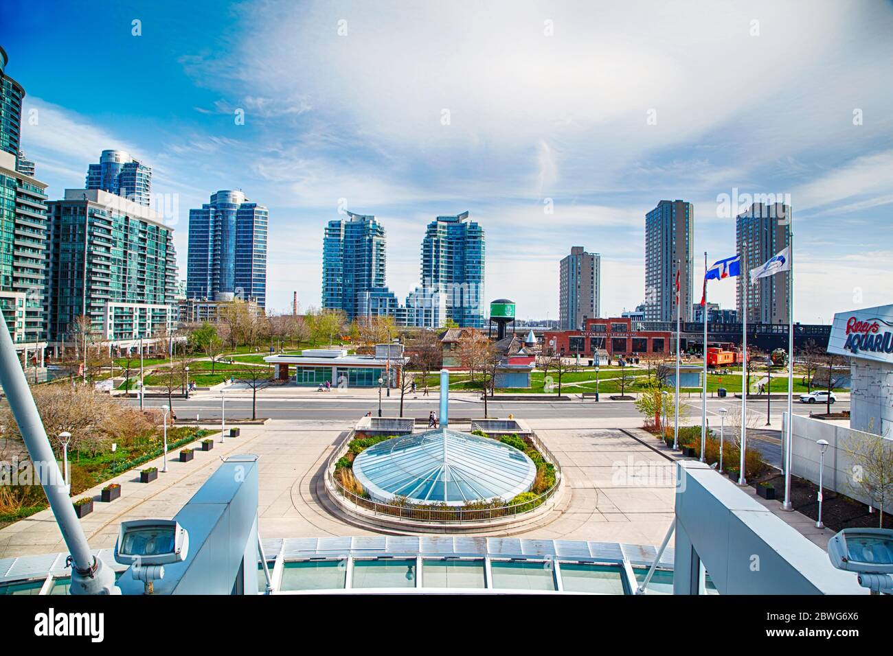 Toronto, Canada - May 3, 2020: Bremner Blvd view from Metro Toronto Convention Centre in Downtown Toronto, Ontario. Stock Photo