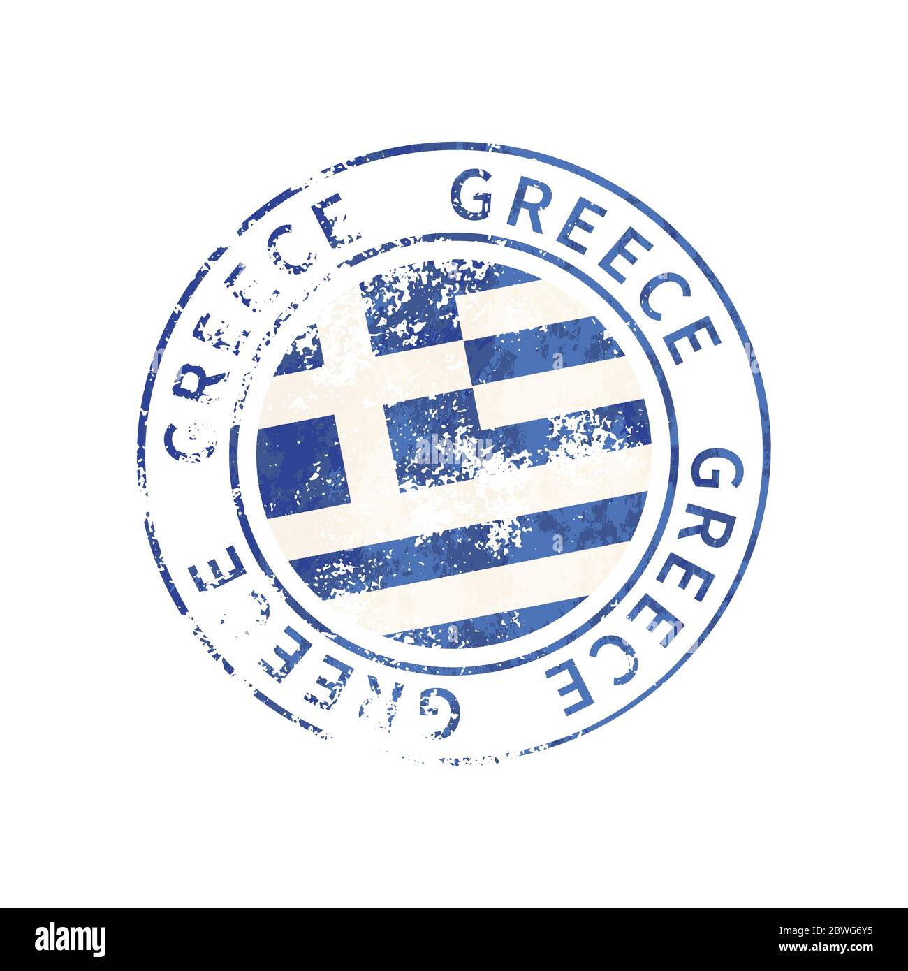 Greece sign, vintage grunge imprint with flag on white Stock Vector