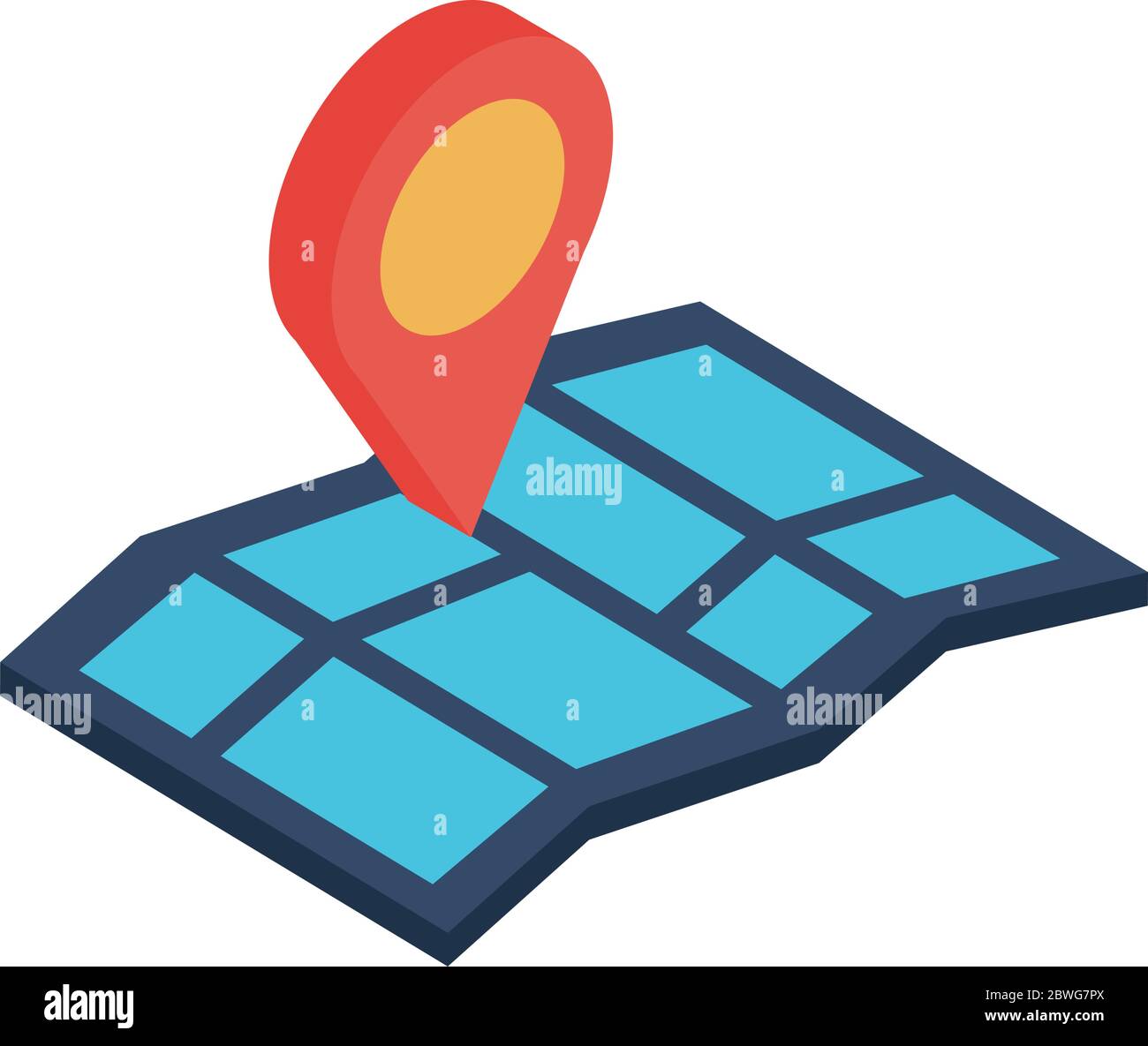 gps mark and map isometric style icon vector design Stock Vector