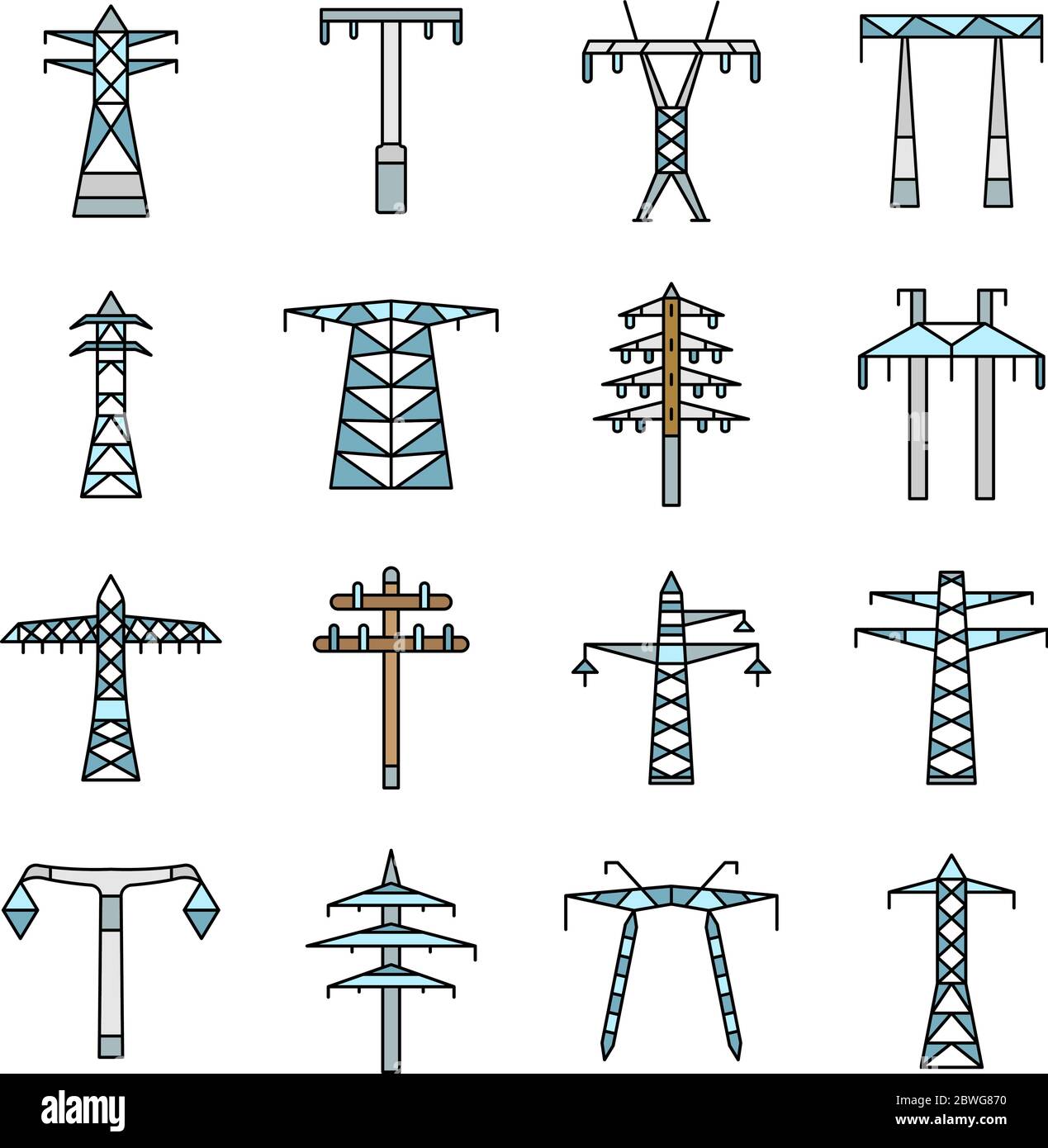 Electrical tower icon set, outline style Stock Vector Image & Art - Alamy