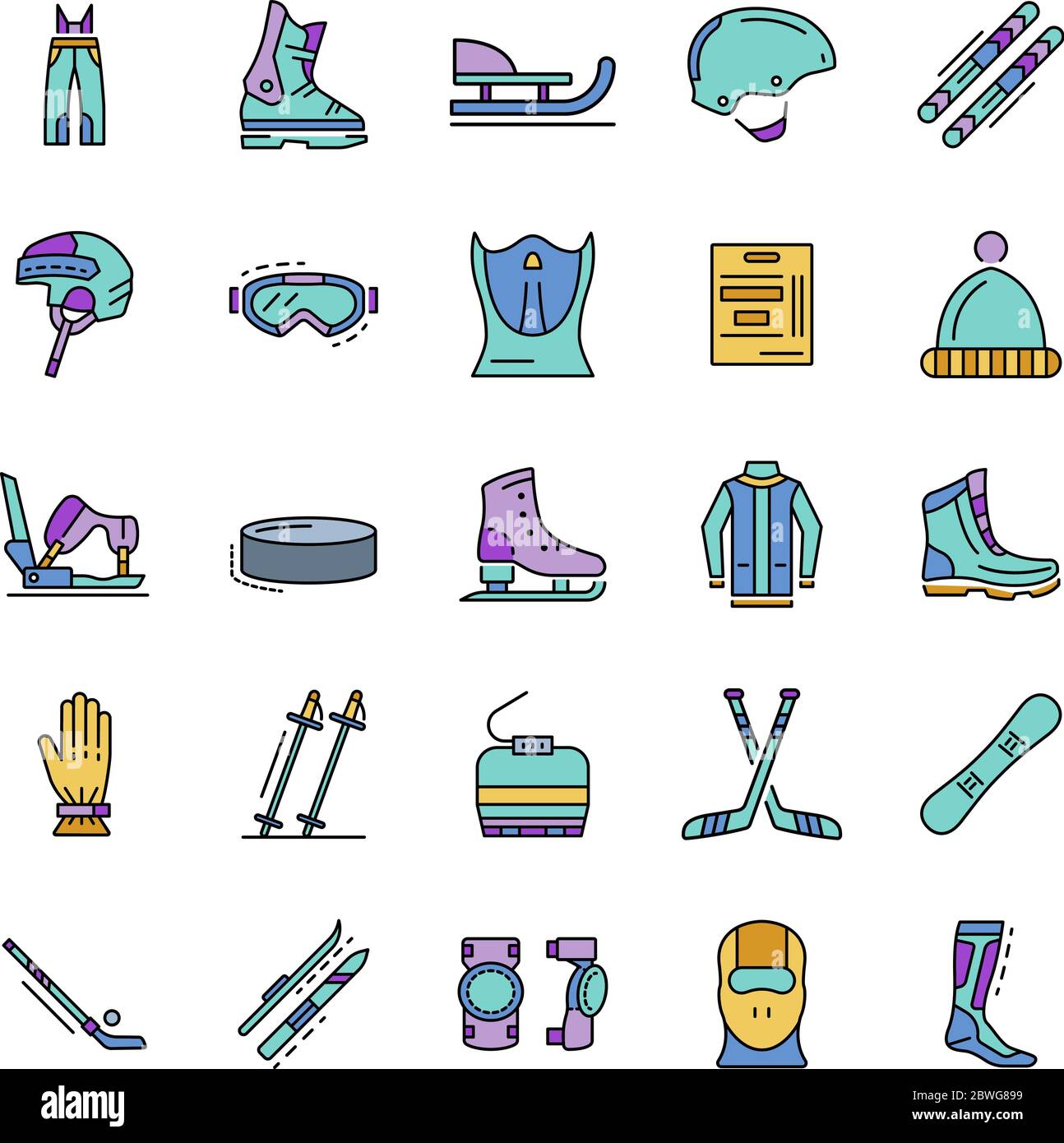 Winter sports icon set, outline style Stock Vector Image & Art - Alamy