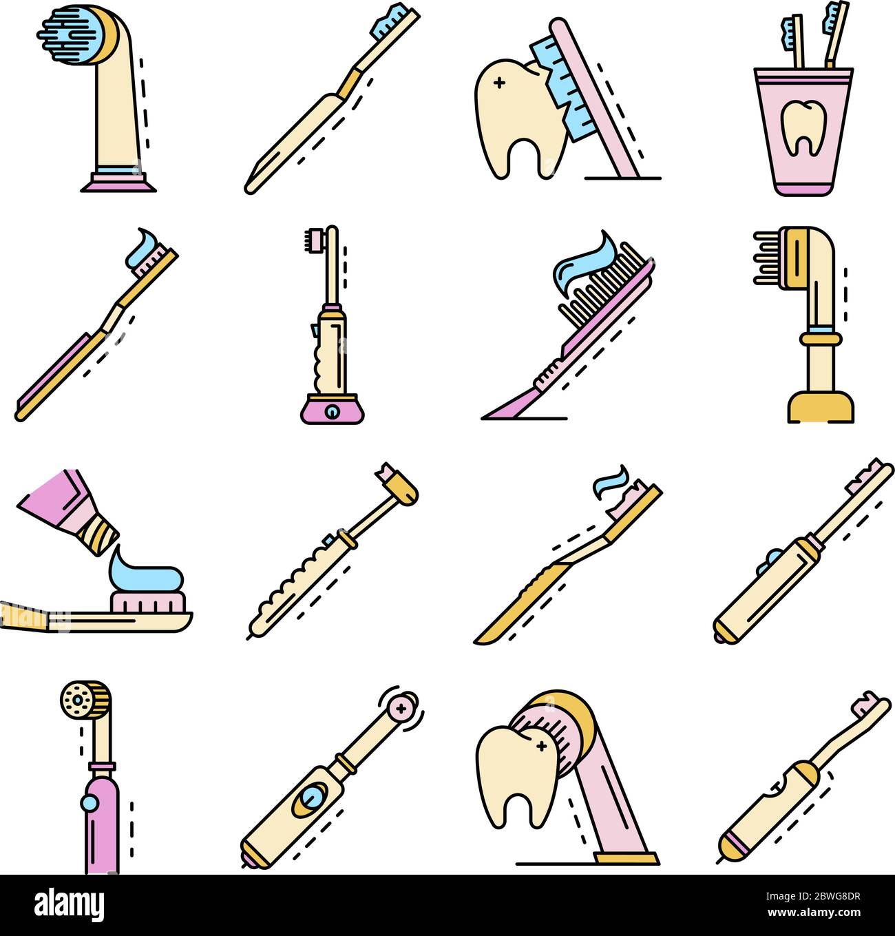 Toothbrush icon set, outline style Stock Vector Image & Art - Alamy