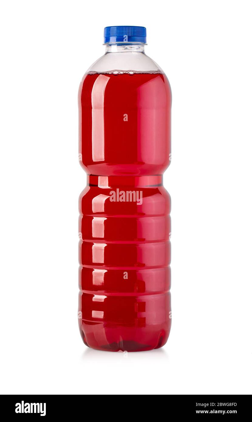 red soft drink plastic bottle isolated on white with clipping path