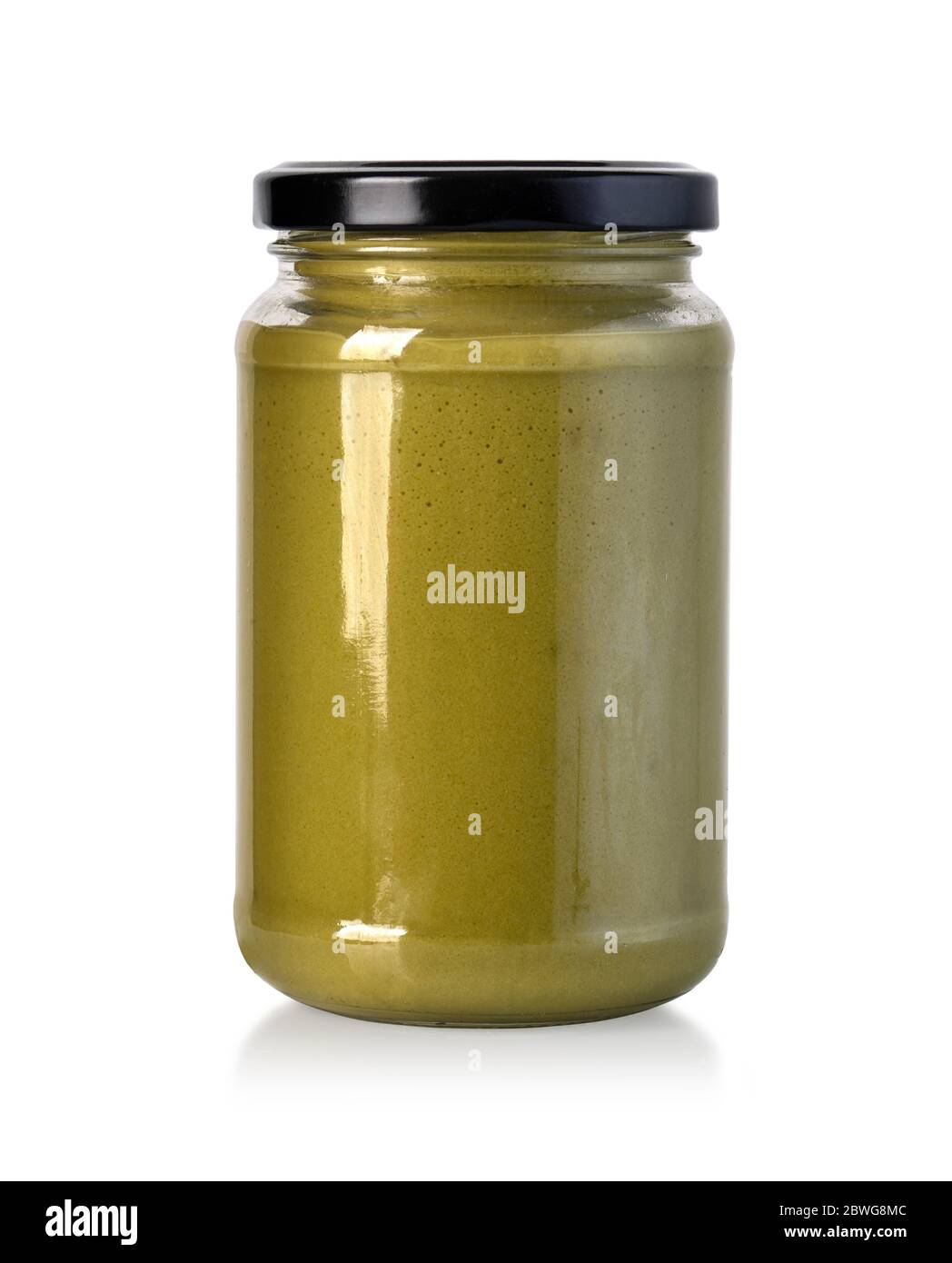 barbecue sauces in glass jar isolated on white background, with