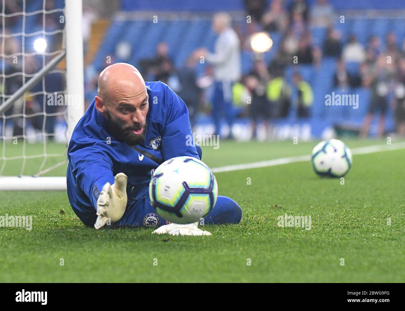 LONDON, ENGLAND - APRIL 22, 2019: Willy Caballero of Chelsea pictured ahead of the 2018/19 Premier League game between Chelsea FC and Burnley FC at St Stock Photo