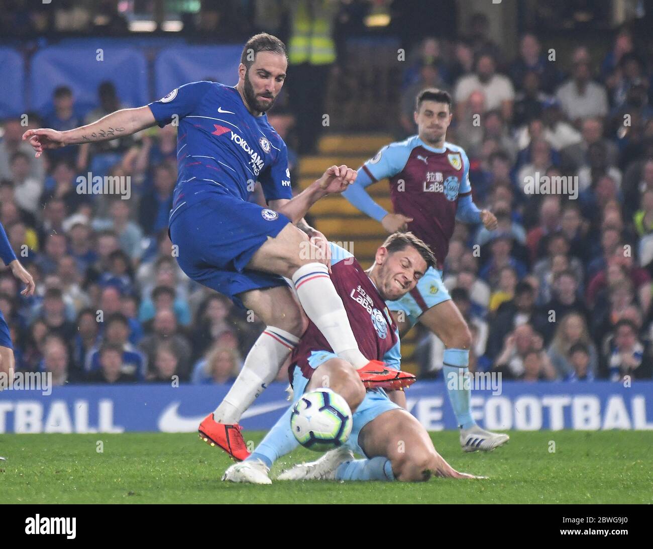 LONDON, ENGLAND - APRIL 22, 2019: Gonzalo Higuain of Chelsea pictured during the 2018/19 Premier League game between Chelsea FC and Burnley FC at Stam Stock Photo