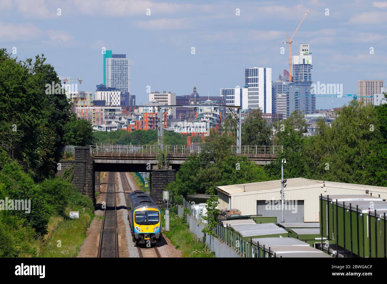 A british rail class 185 heading out of Leeds to Manchest Airport Stock Photo