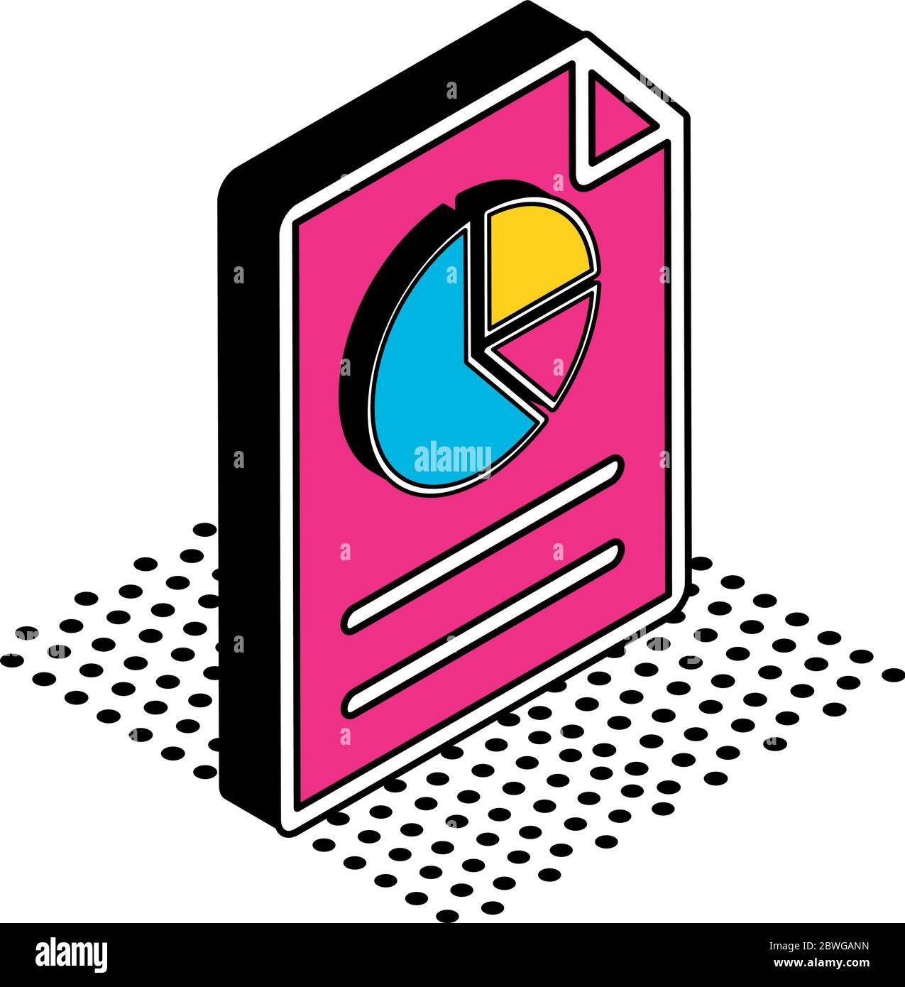 Pie chart on document isometric style icon vector design Stock Vector ...