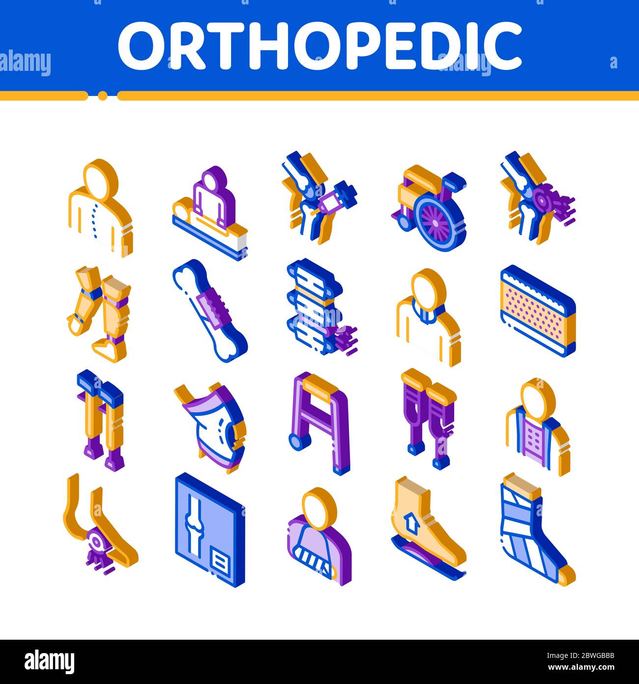 Orthopedic Isometric Icons Set Vector Stock Vector