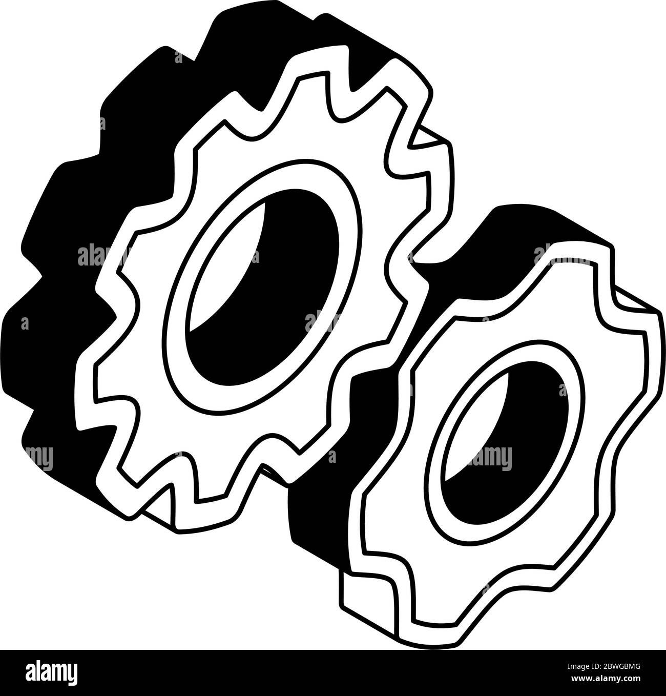 gears isometric line style icon vector design Stock Vector
