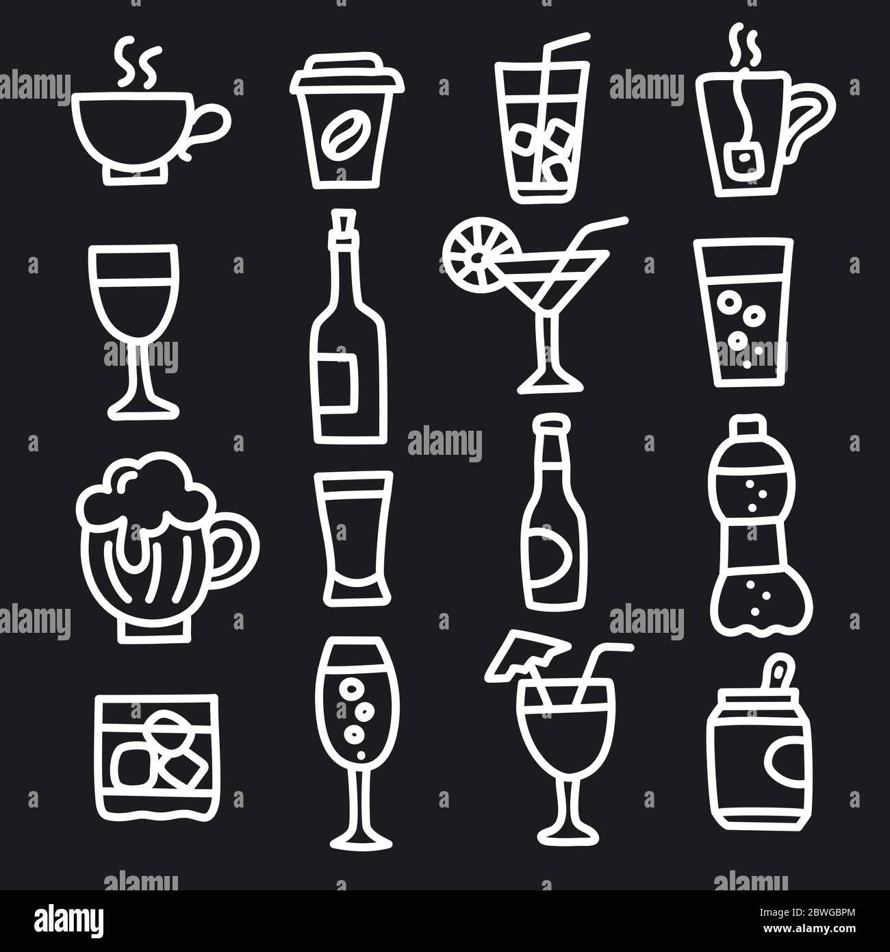 illustration of the alcohol drinks and beverages icons set Stock Vector ...