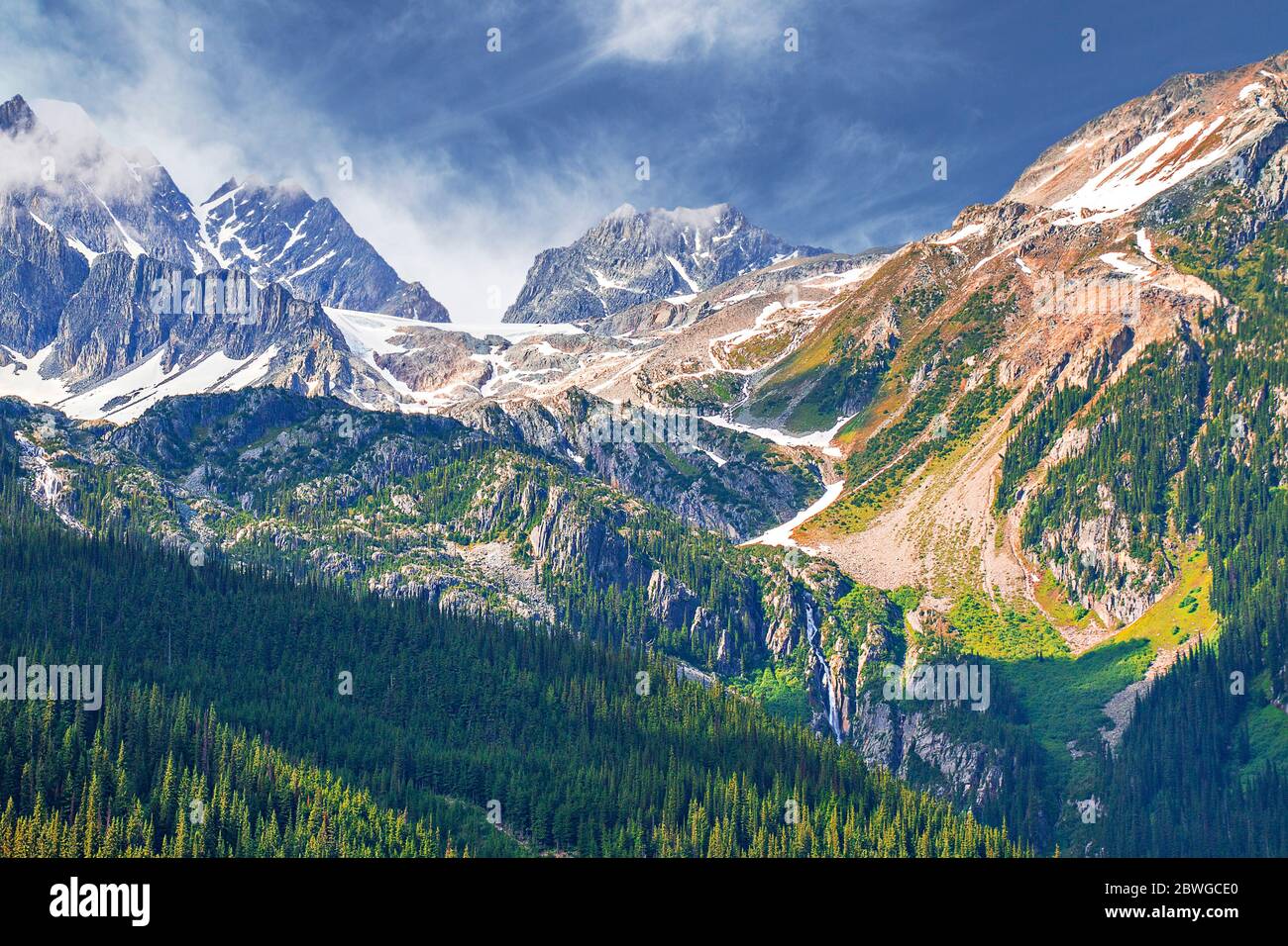 View over the Canadian Rockies in Alberta, Canada Stock Photo