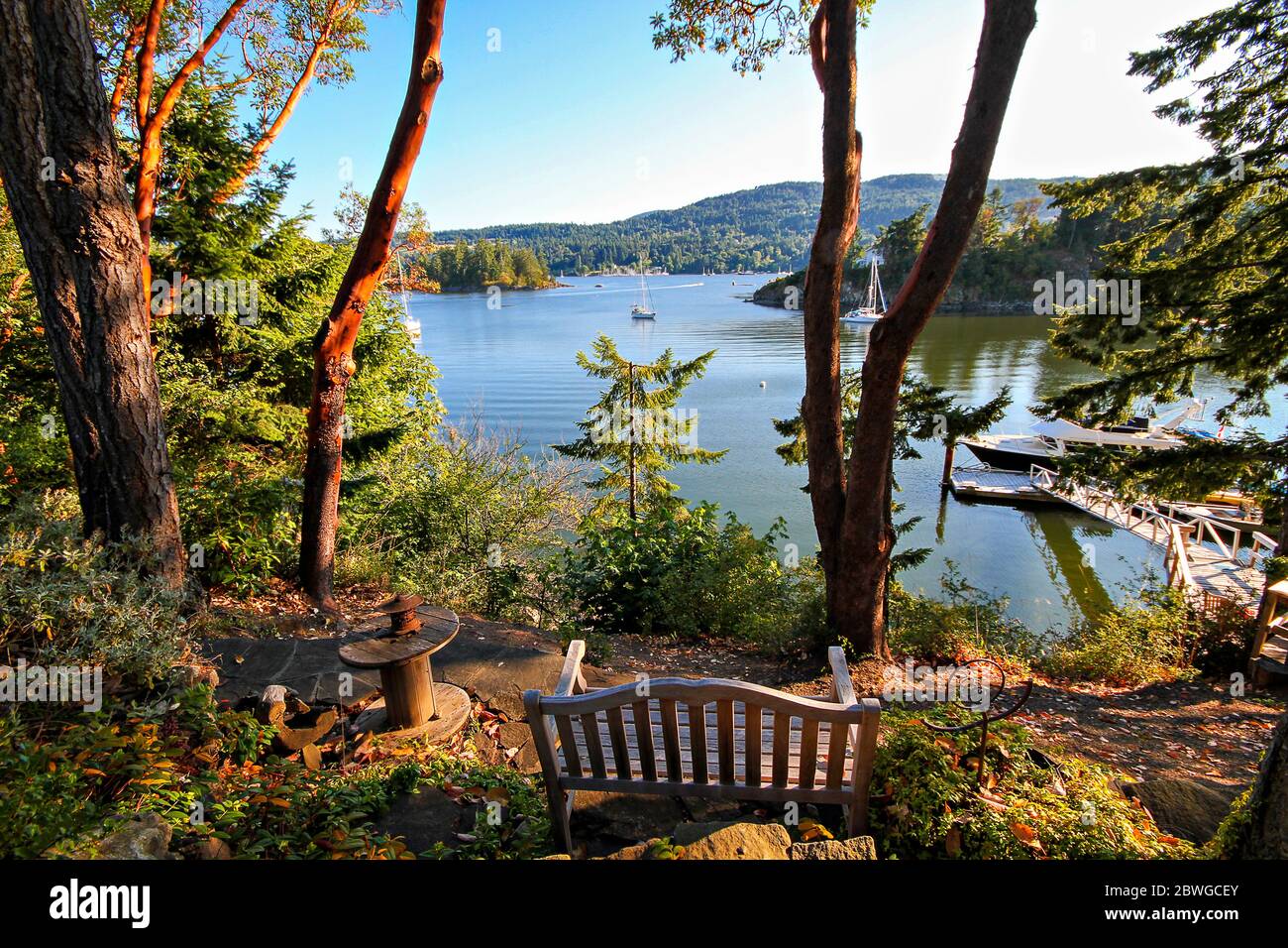 Scenic view over a bay in Vancouver, British Columbia, Canada Stock Photo