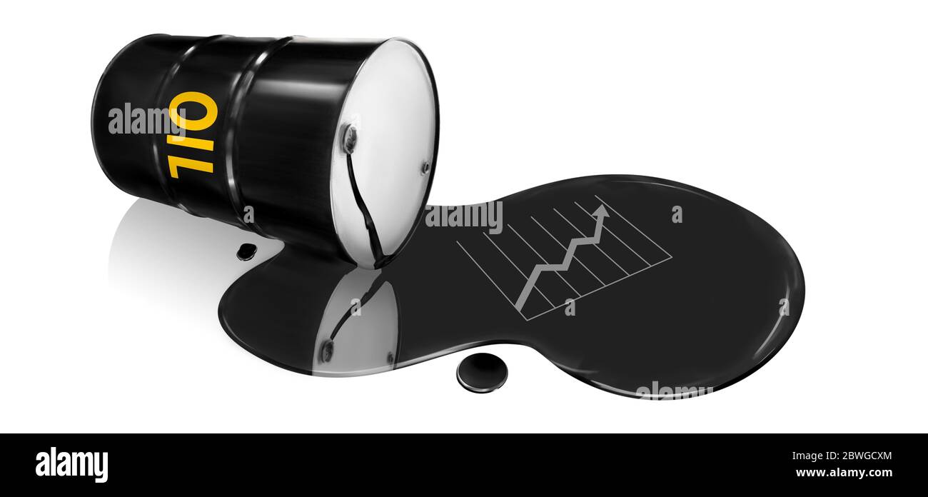 Metal oil barrels. Oil, gas and petroleum industry and manufacturing