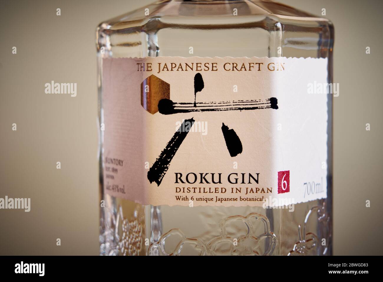 A bottle of Japanese Roku gin Stock Photo