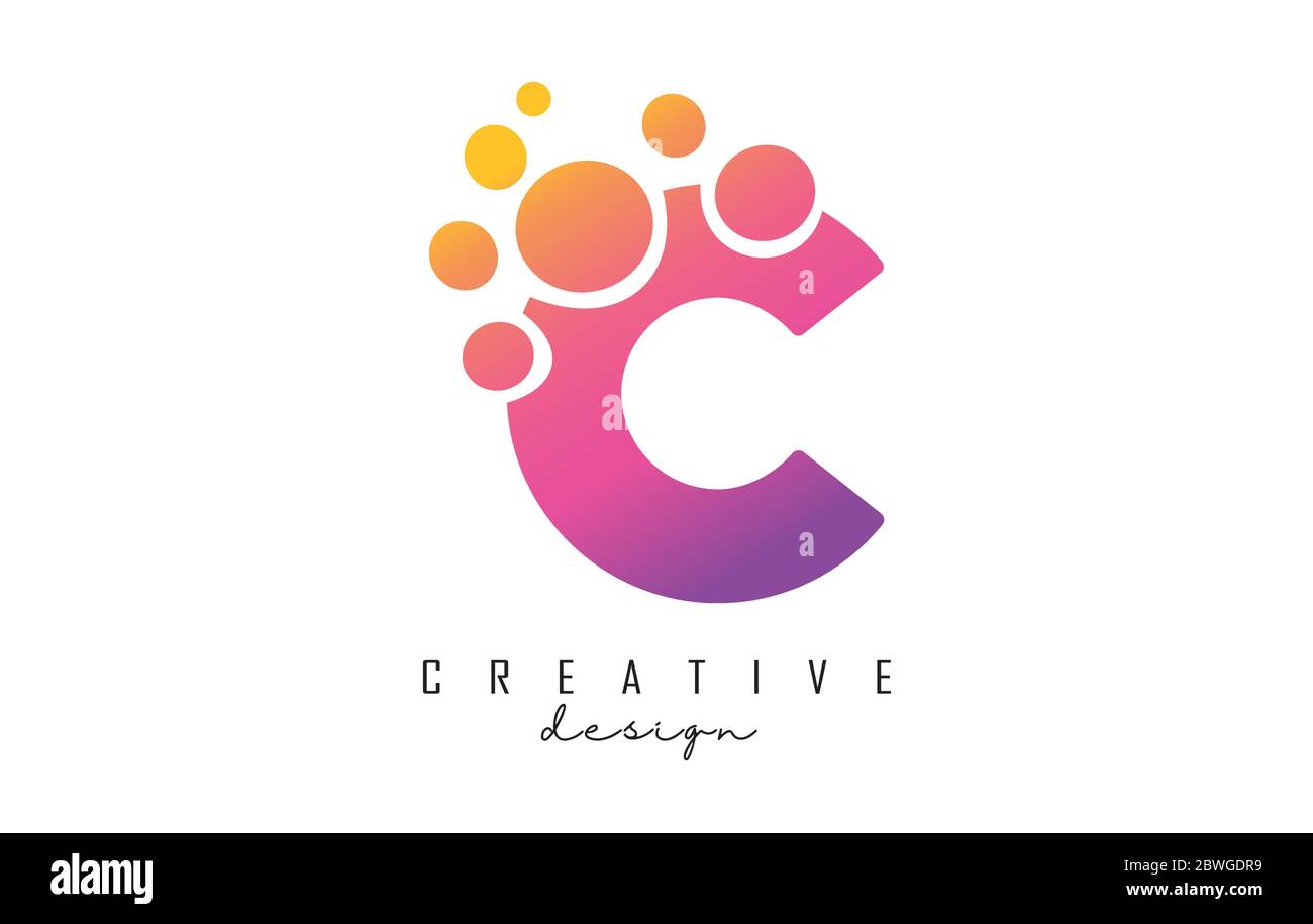 C Letter Logo with blue dots design. Letter C logotype with bubbles ...