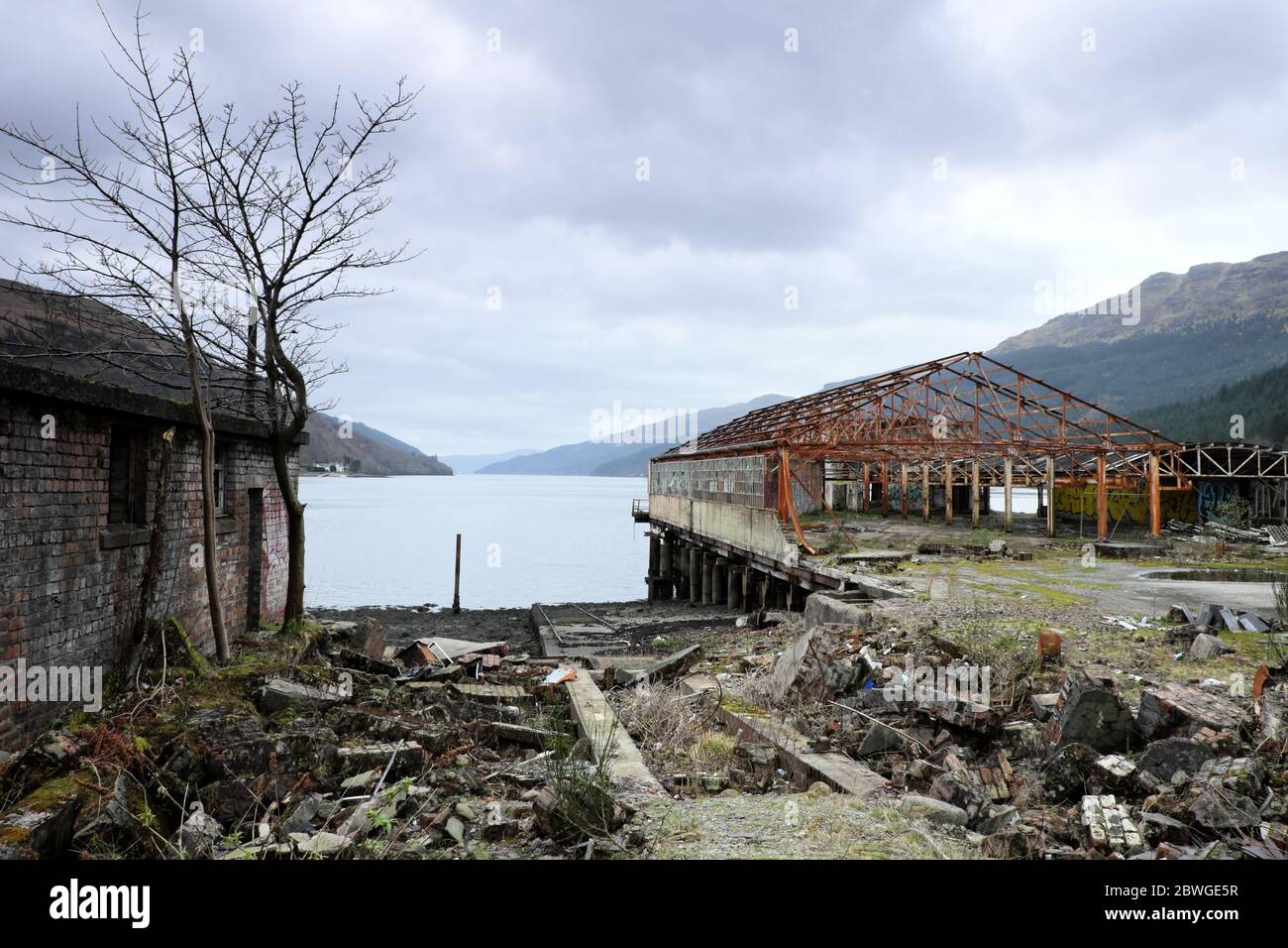 The remains of  the old Royal Naval Torpedo Testing Station and Range Arrochar  Argyll & Bute Scotland UK Stock Photo