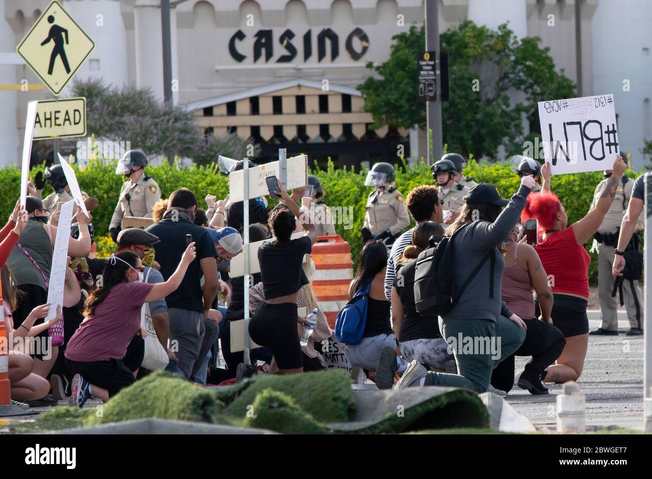 Las Vegas, USA. 31st May, 2020. Las Vegas, NV - May 31, 2020: Protesters hold signs and march along Las Vegas Blvd as the Black Lives Matter protest continue to grow nationwide on May 31, 2020 in Las Vegas, Nevada. Credit: Shannon Beelman/The Photo Access Credit: The Photo Access/Alamy Live News Stock Photo