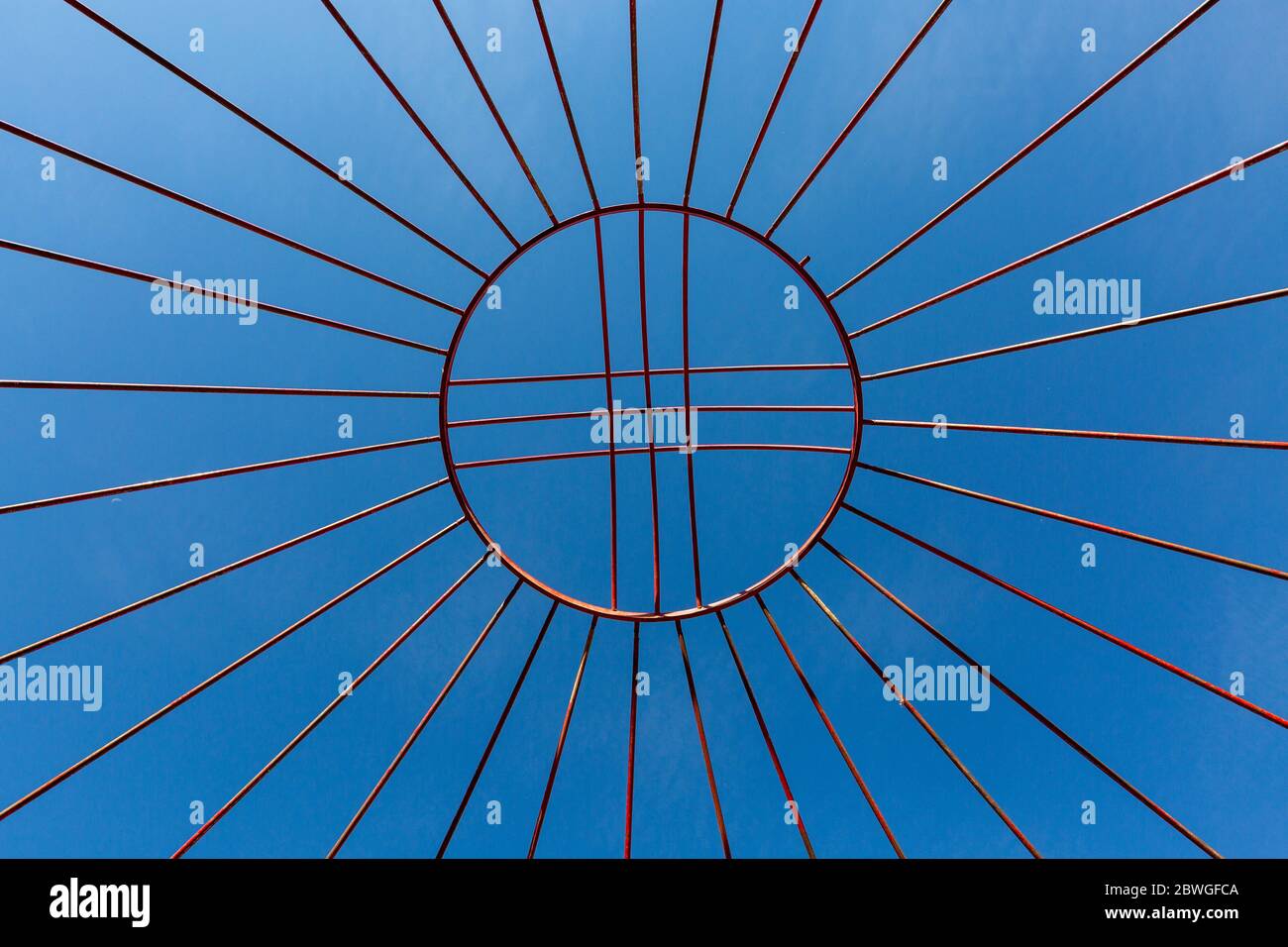 Crown of the dome of a nomadic yurt known as Shangyrak under construction, in Kyrgyzstan Stock Photo