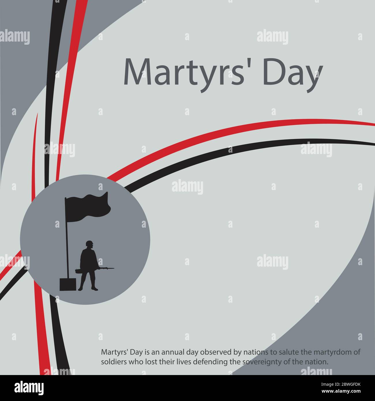 Martyrs' Day is an annual day observed by nations to salute the martyrdom of soldiers who lost their lives defending the sovereignty of the nation. Stock Vector