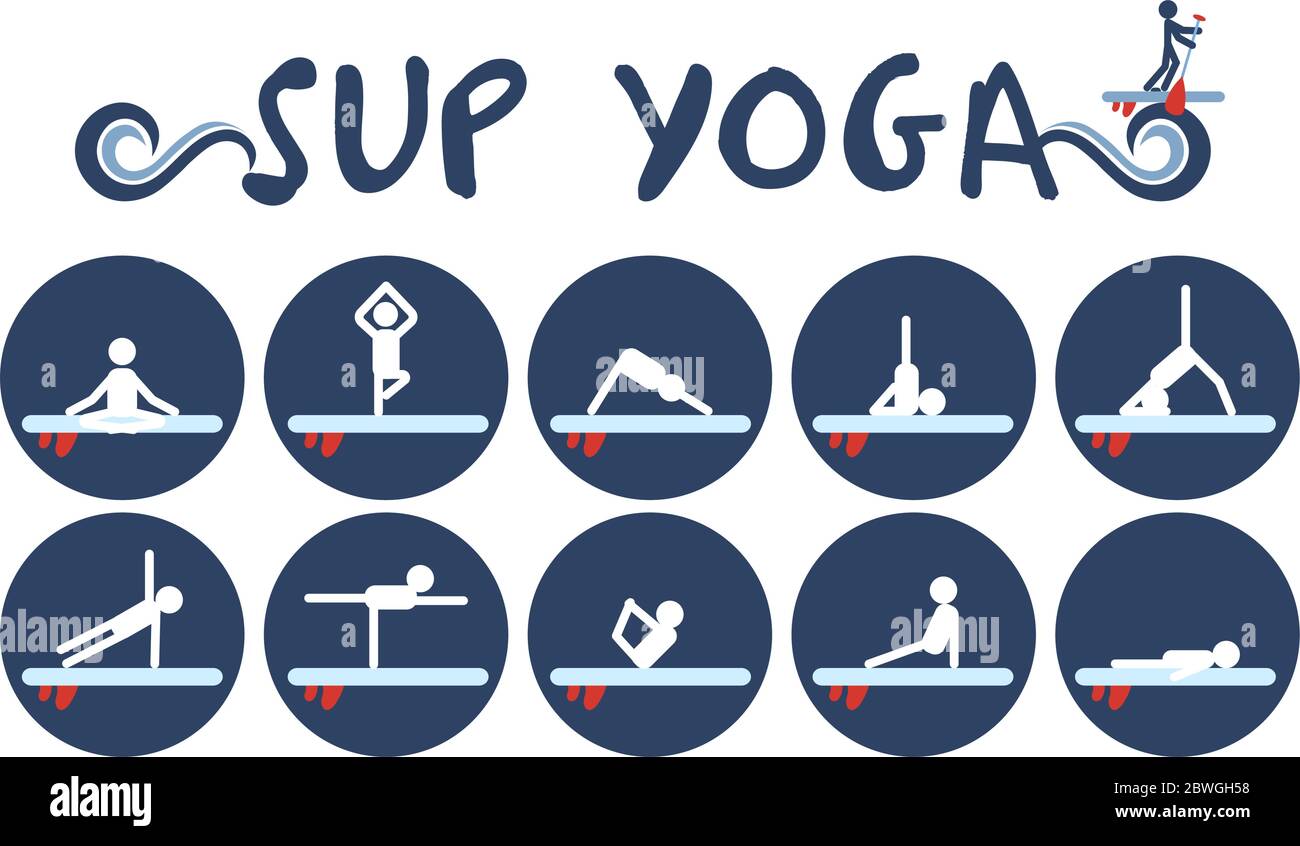 Sup Yoga set icons Stock Vector