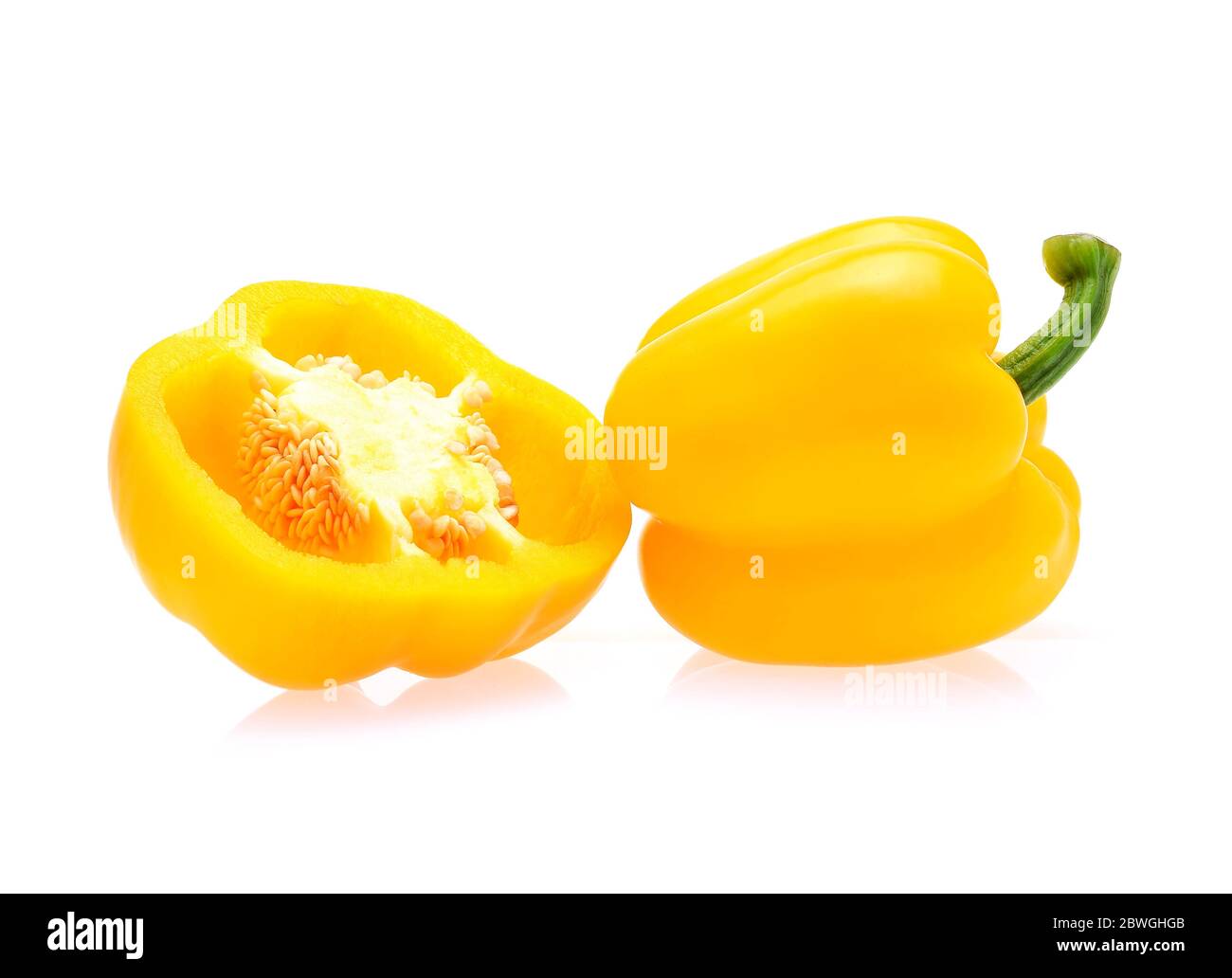 Yellow bell peppers isolated on white background Stock Photo - Alamy