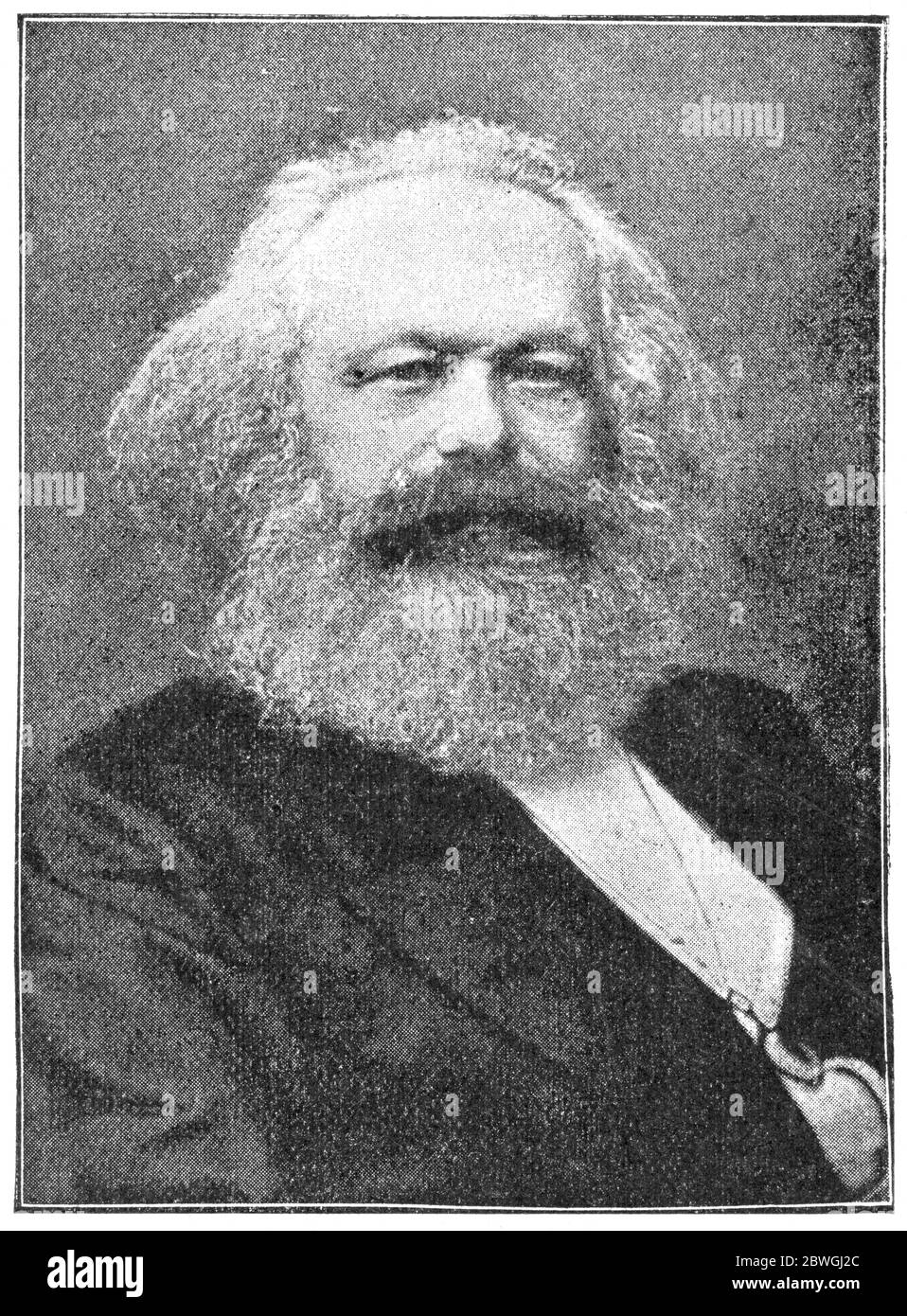 Portrait of Karl Marx - a German philosopher, economist, historian, sociologist, political theorist, journalist and socialist revolutionary. Stock Photo