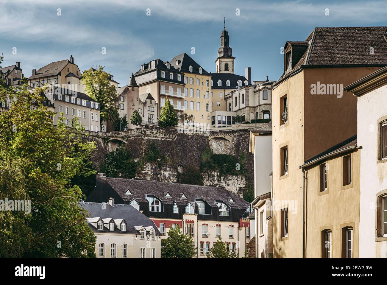 Beautiful view of Ville Haute from Grund Stock Photo