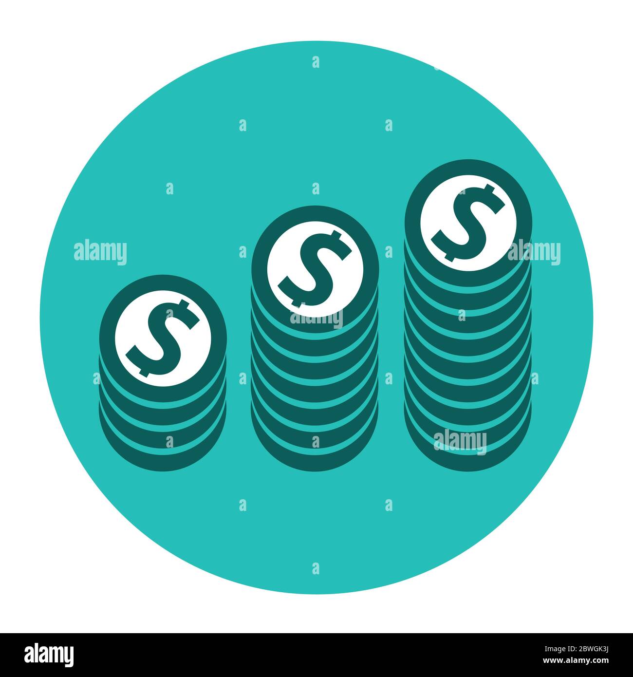 Icon with money coins. Stock Vector