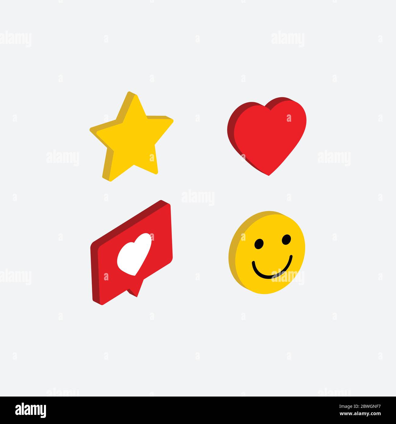 star, heart, smile and like symbol isometric …