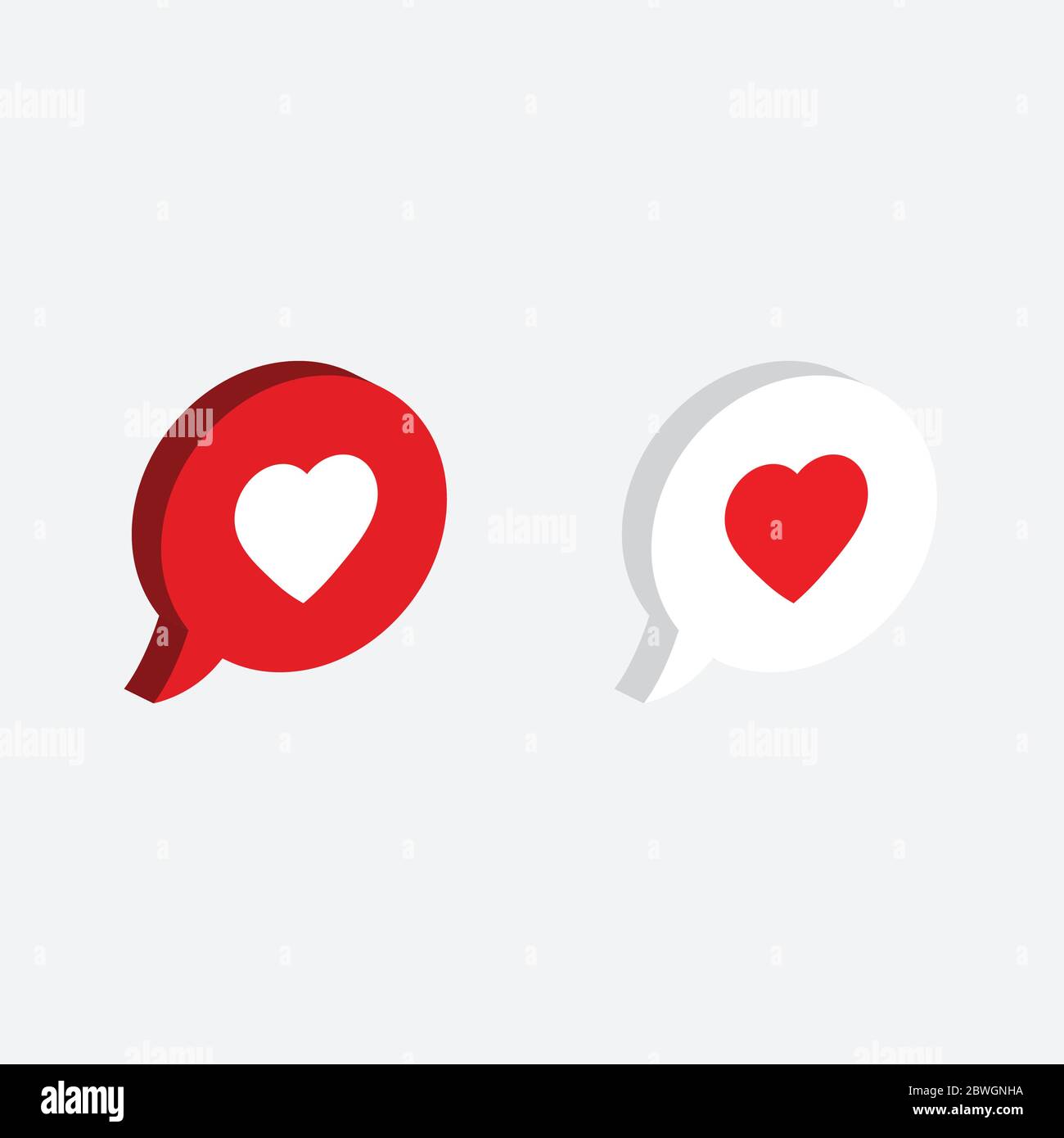 Chat symbol with heart isometric vector ICON Stock Vector