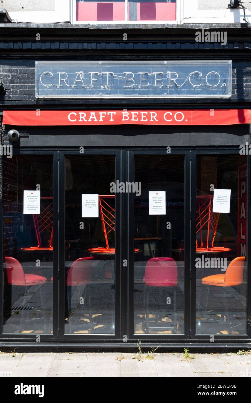 The Craft Beer Co. bar in Brixton closed during the London lockdown due to the spread of COVID-19, 18 May 2020 Stock Photo