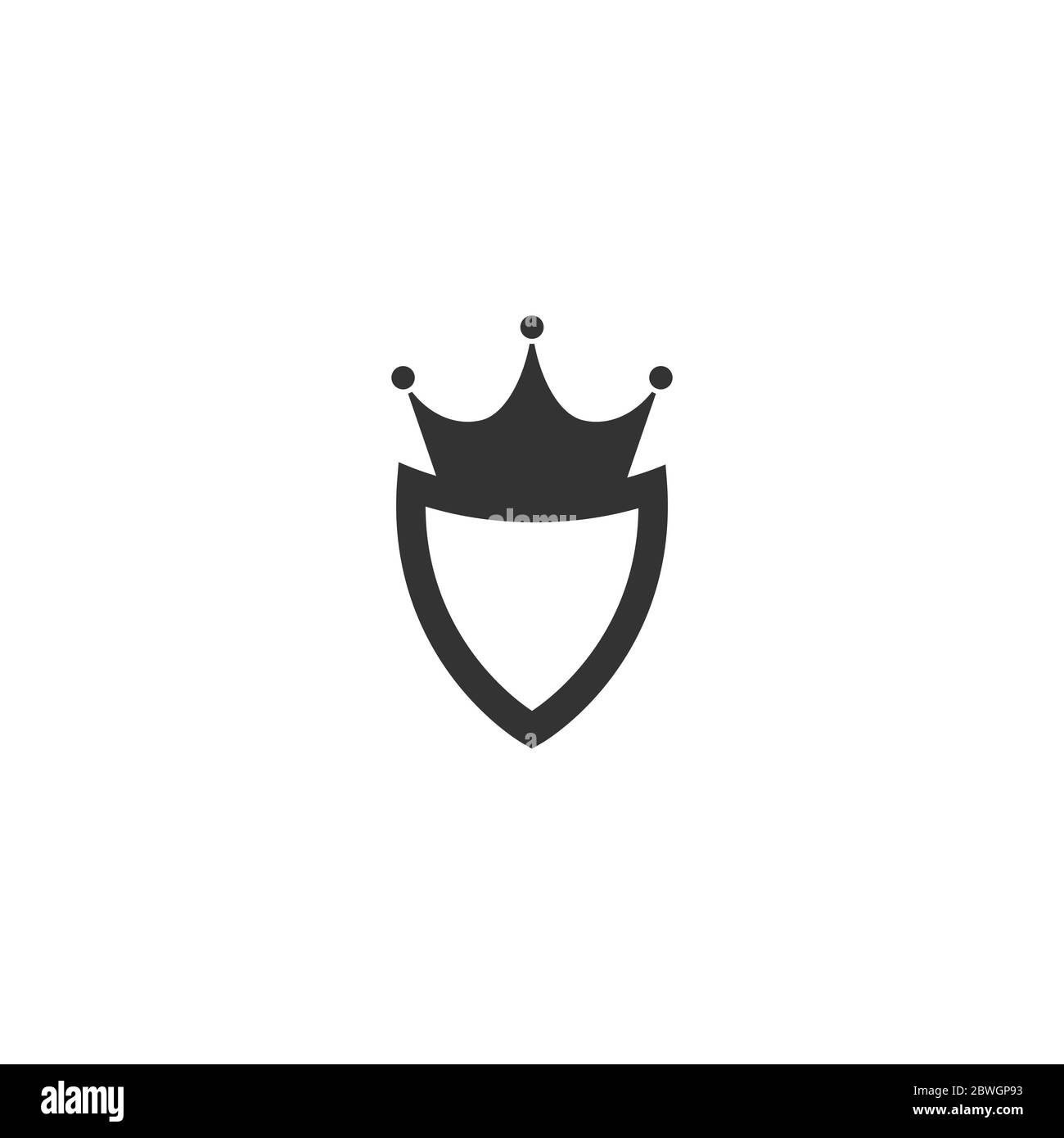 Crown on shield icon isolated on white. Royal, protection, noble sign. Winner award. Monarchy, authority, power symbol. Vector simple illustration. Stock Vector