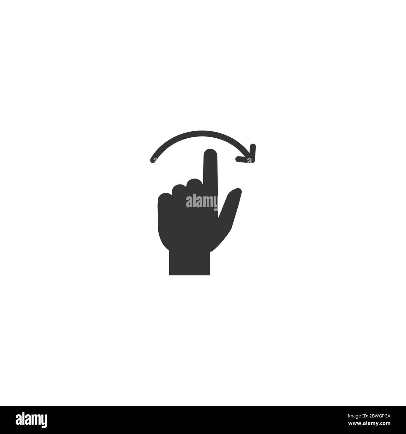 Swipe to right icon. Pointing hand with right arrow. Flat black scroll ...
