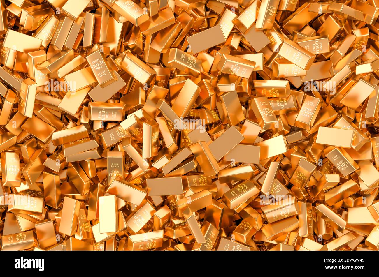 Background from gold ingots, bars. 3D rendering Stock Photo - Alamy