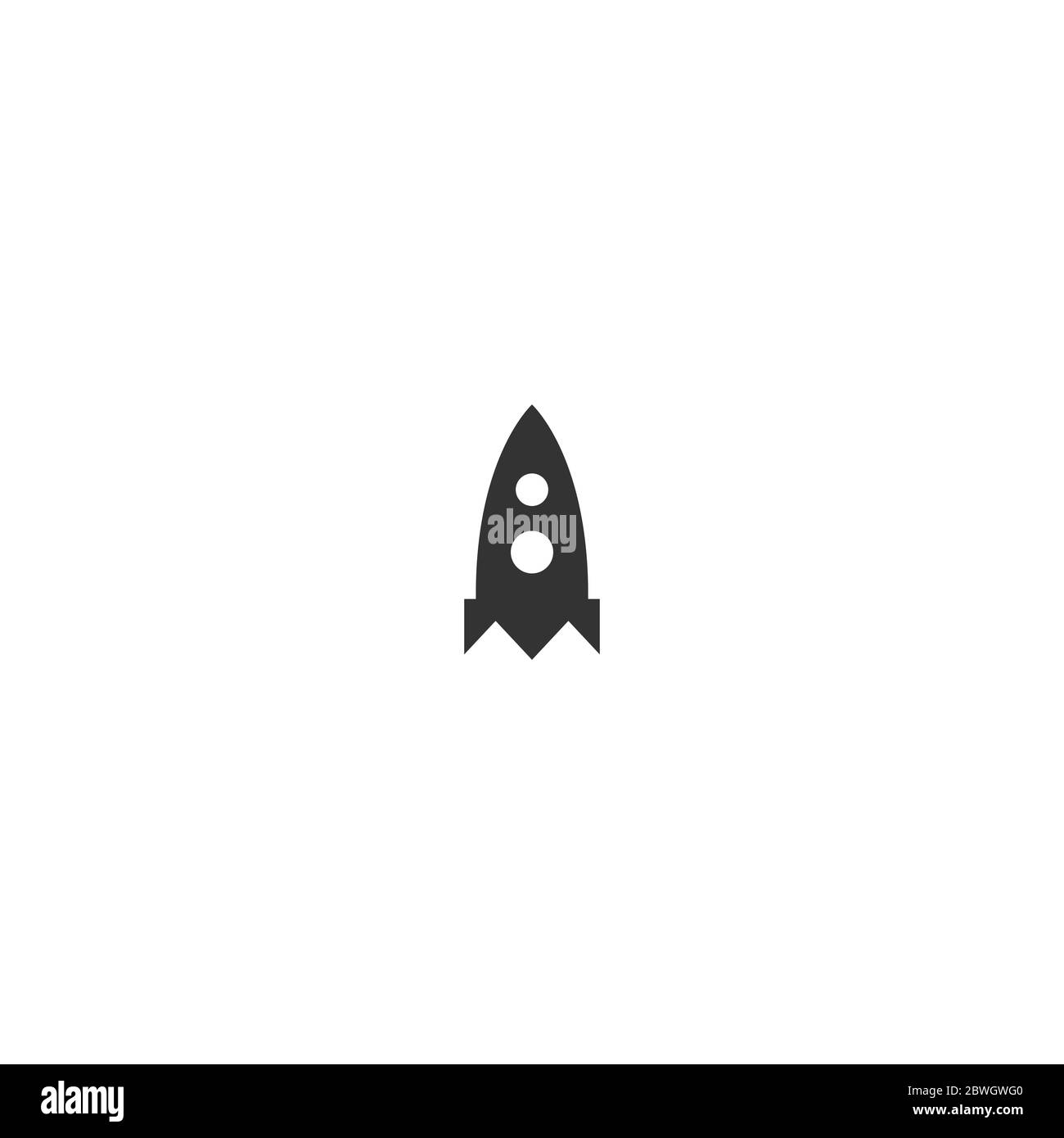 Rocket ship with fire. Isolated on white. Flat icon. Vector illustration with flying rocket. Space travel. Project start up sign. Creative idea symbol Stock Vector