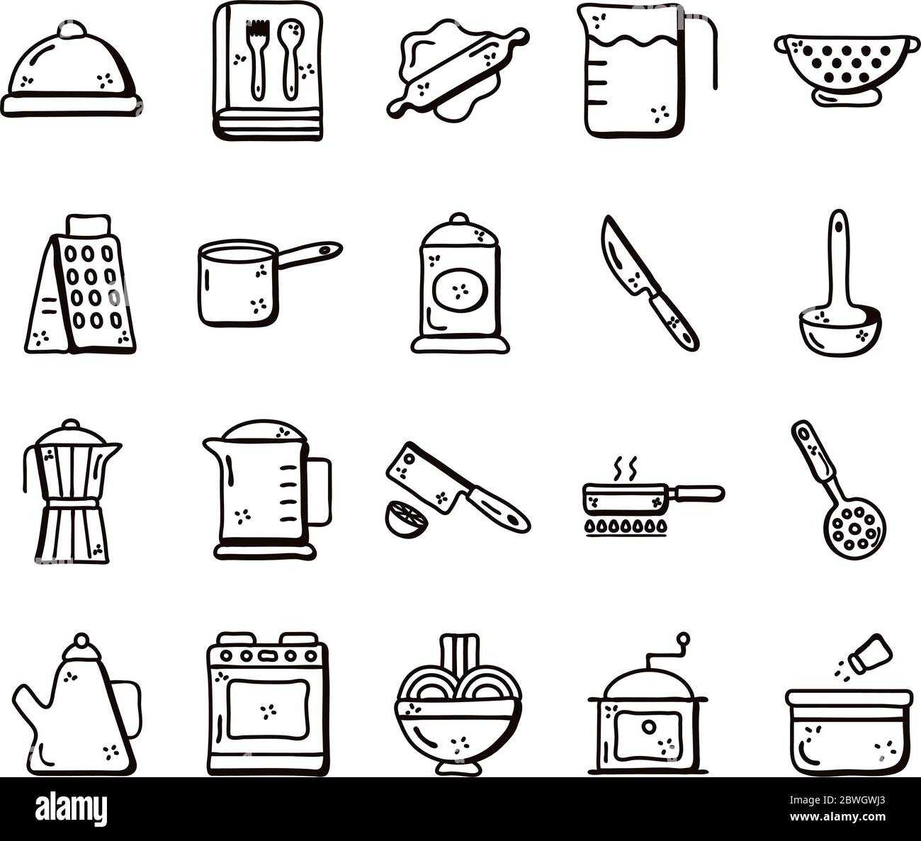 Cook and kitchen line style icon set vector design Stock Vector Image ...