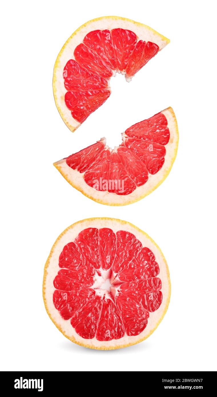 Grapefruit slices isolated on white background Stock Photo