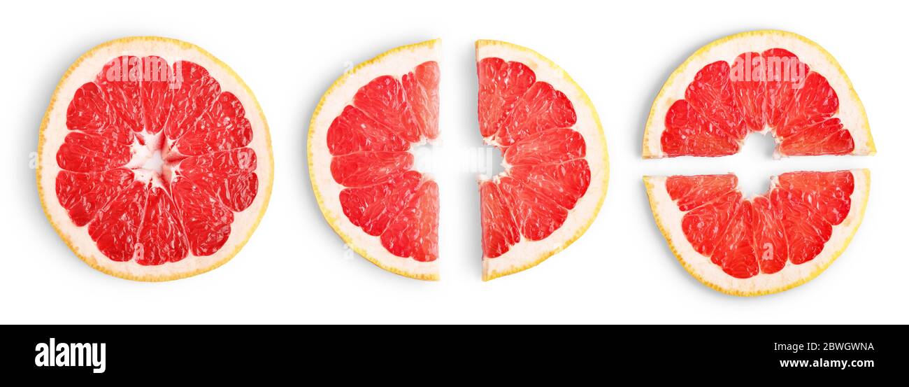 Grapefruit slices isolated on white background Stock Photo