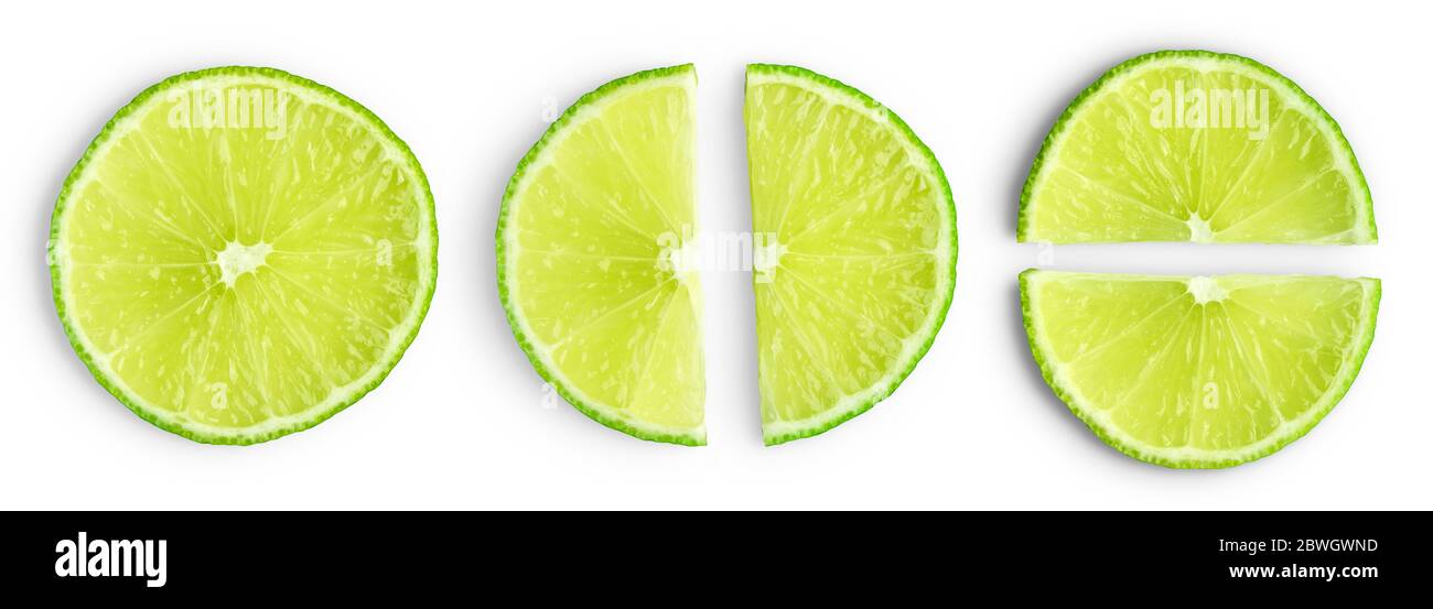 Lime slices isolated on white background Stock Photo