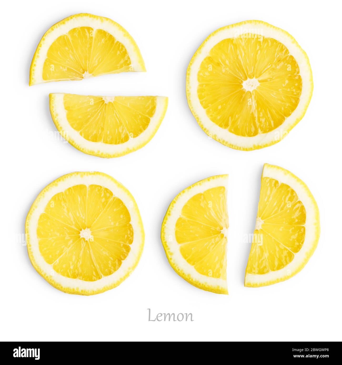 Lemon slices isolated on white background Stock Photo - Alamy