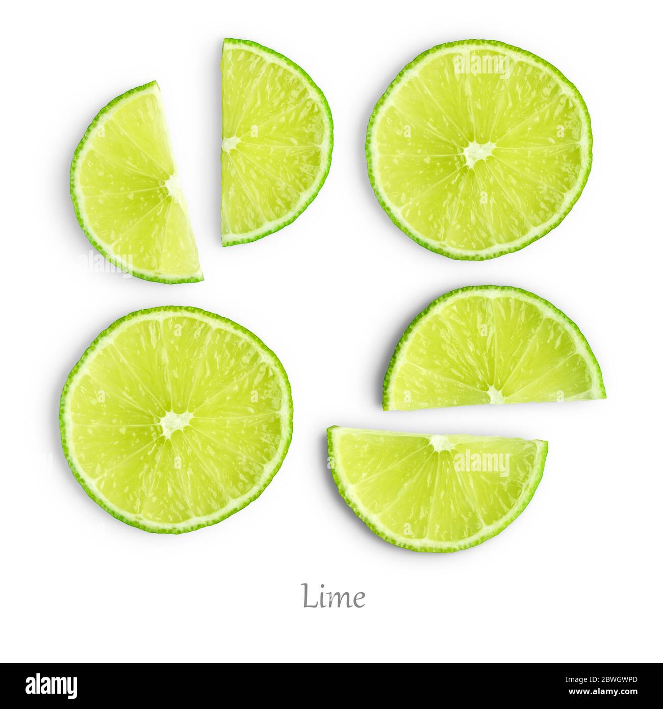 Lime slices isolated on white background Stock Photo