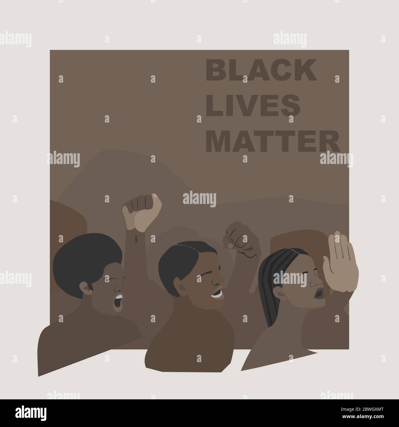 Black lives matter. African Americans protest against racism. A group of blacks are fighting for their rights. Stock Vector