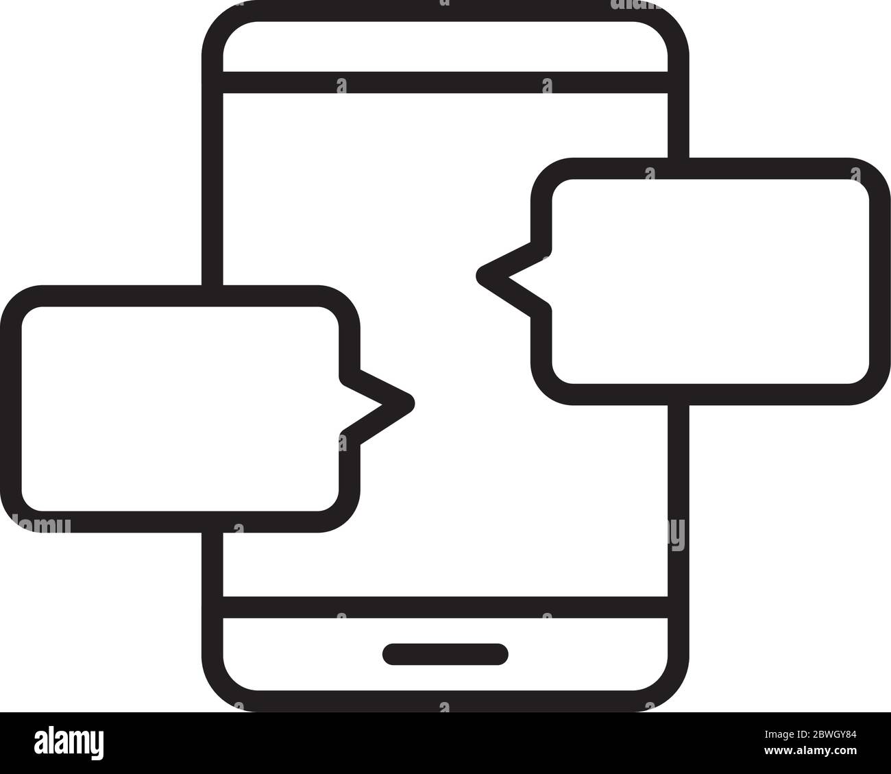 smartphone and speech bubbles icon over white background, line style ...