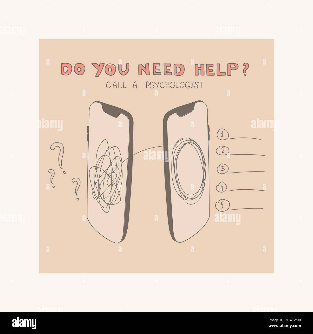 Psychological health. Psychological help online counseling concept. Two