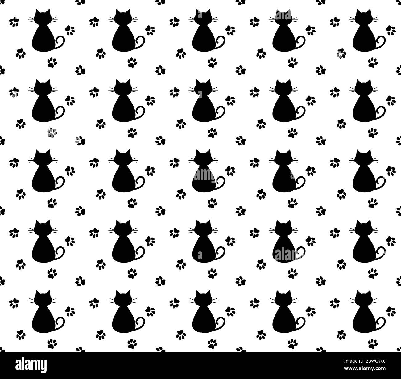 Cat kitten breed doodle Vector Seamless Pattern isolated wallpaper  background white Stock Vector  Adobe Stock