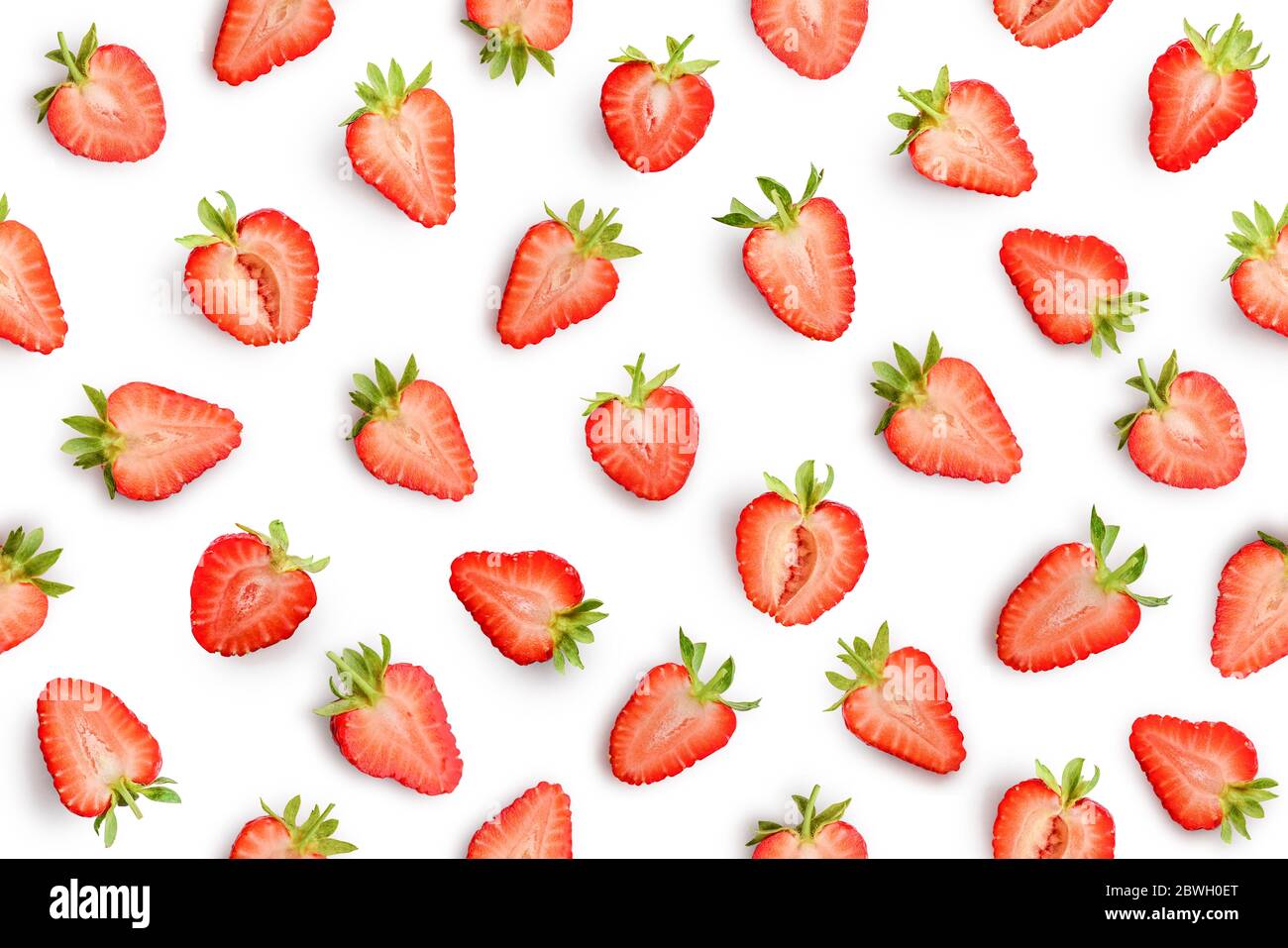Strawberry slices as seamless pattern isolated on white background Stock Photo