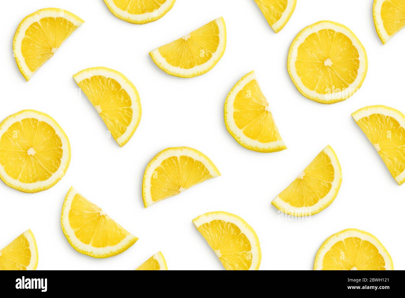 Lemon slices as pattern isolated on white background Stock Photo