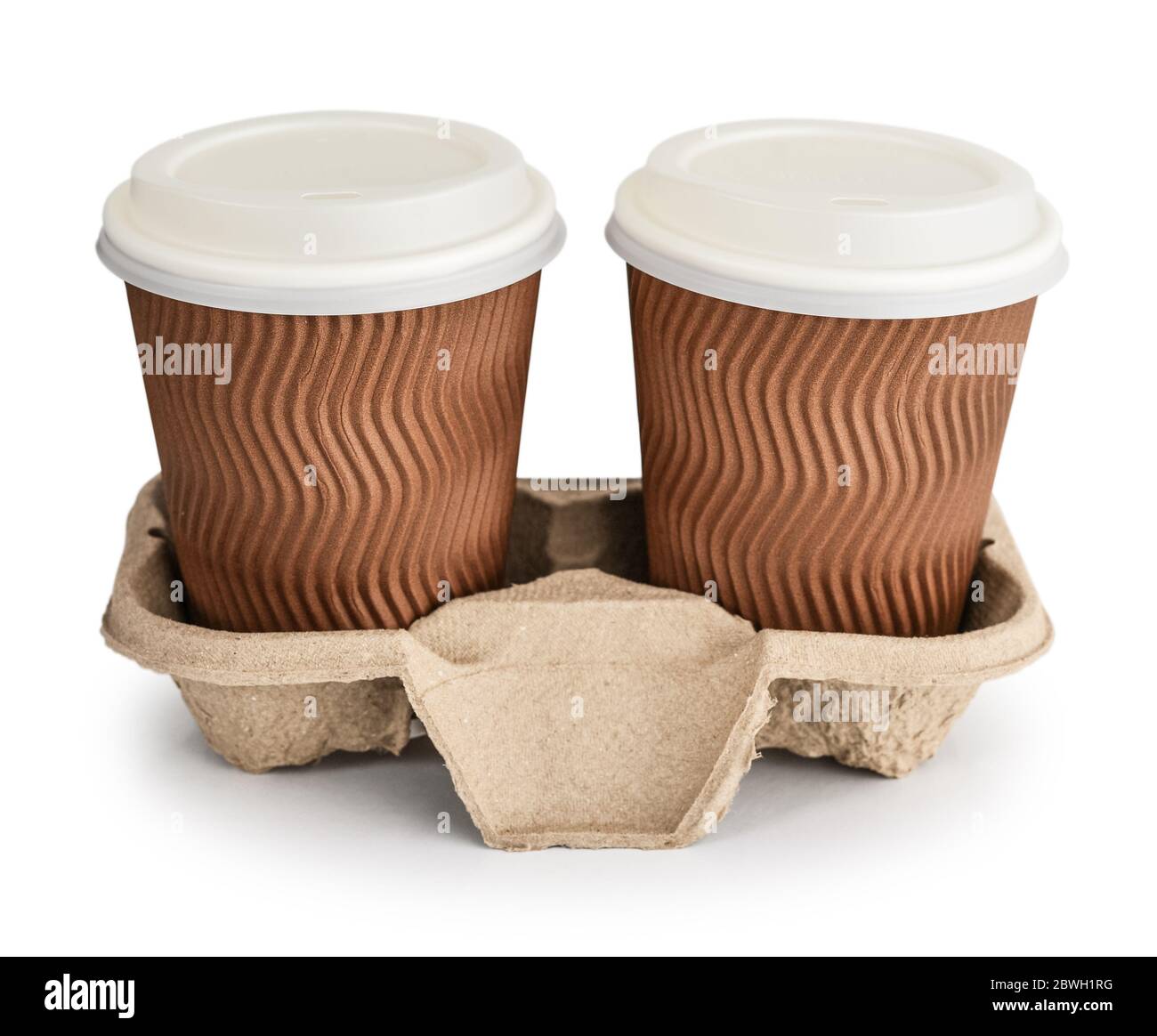 Blank disposable takeaway coffee cups in holder isolated on white  background including clipping path Stock Photo - Alamy