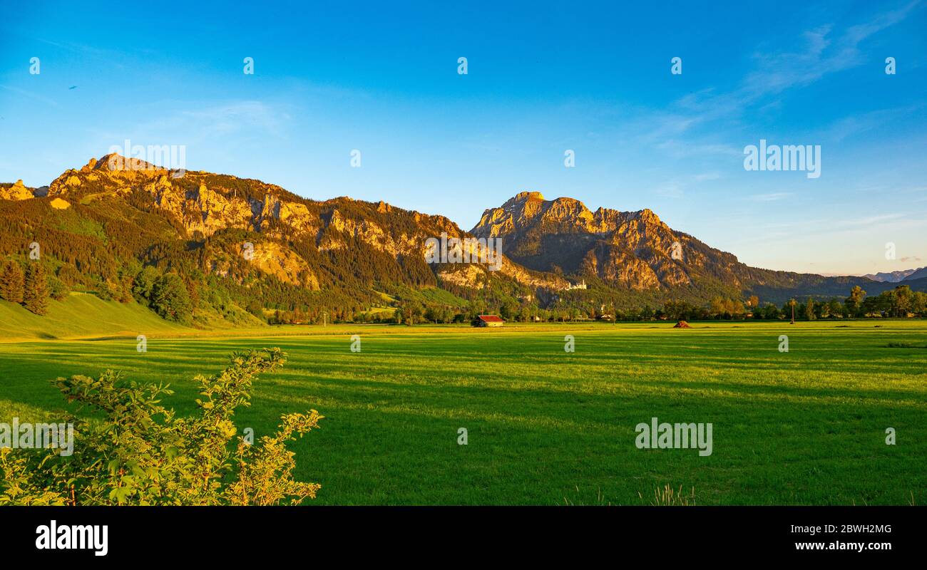 Typical landscape in Bavaria and Allgau - the German Alps Stock Photo ...